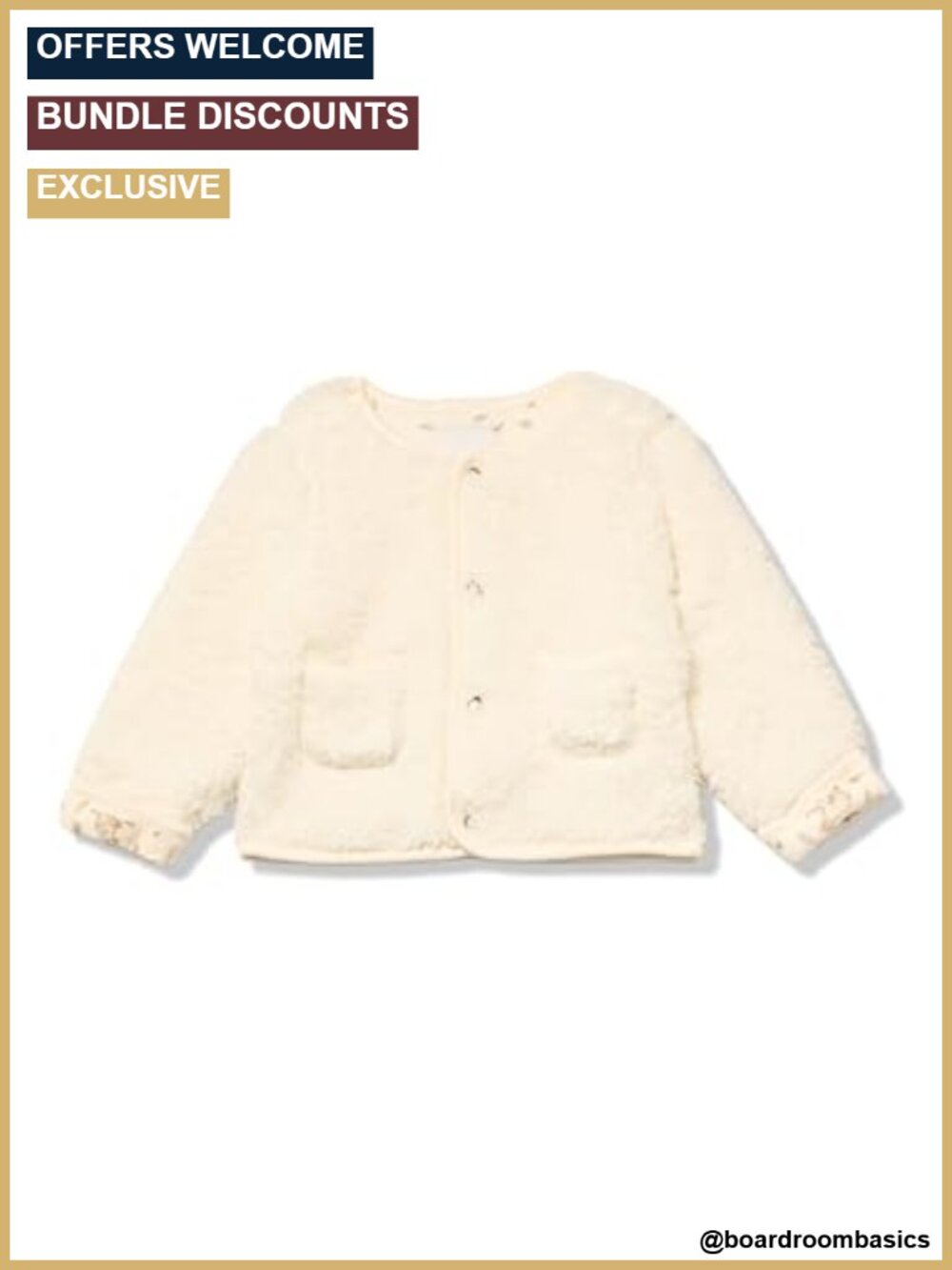 Baby Reversible Sherpa Jacket Long Sleeve Front Pockets Warm Outerwear